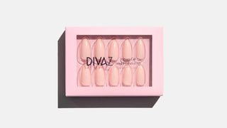 Roz pastel, set de unghii false press-on cu aspect de gel