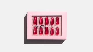 Red Spark, set de unghii false press-on cu aspect de gel