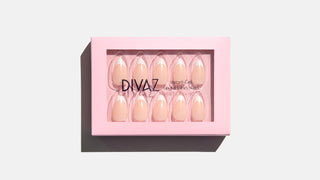Girly French, set de unghii false press-on cu aspect de gel
