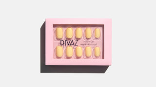 Galben Pastel, set de unghii false press-on cu aspect de gel