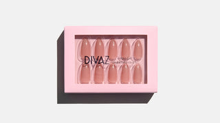 Roz cald, set de unghii false press-on cu aspect de gel